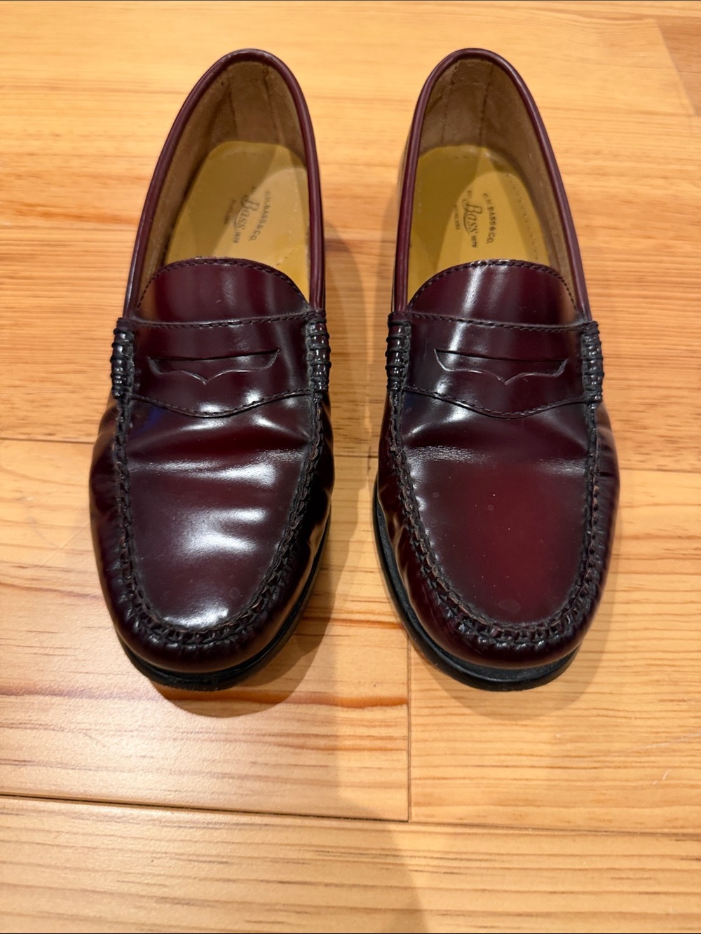 G. H. Bass & Co. Diane Women’s Burgundy Leather Penny Loafers - Picture 2 of 8